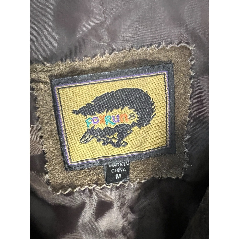 Vintage Foxrun Women M Genuine Wax Leather Suede Jacket Long Brown Faux Fur‎ - Picture 7 of 13